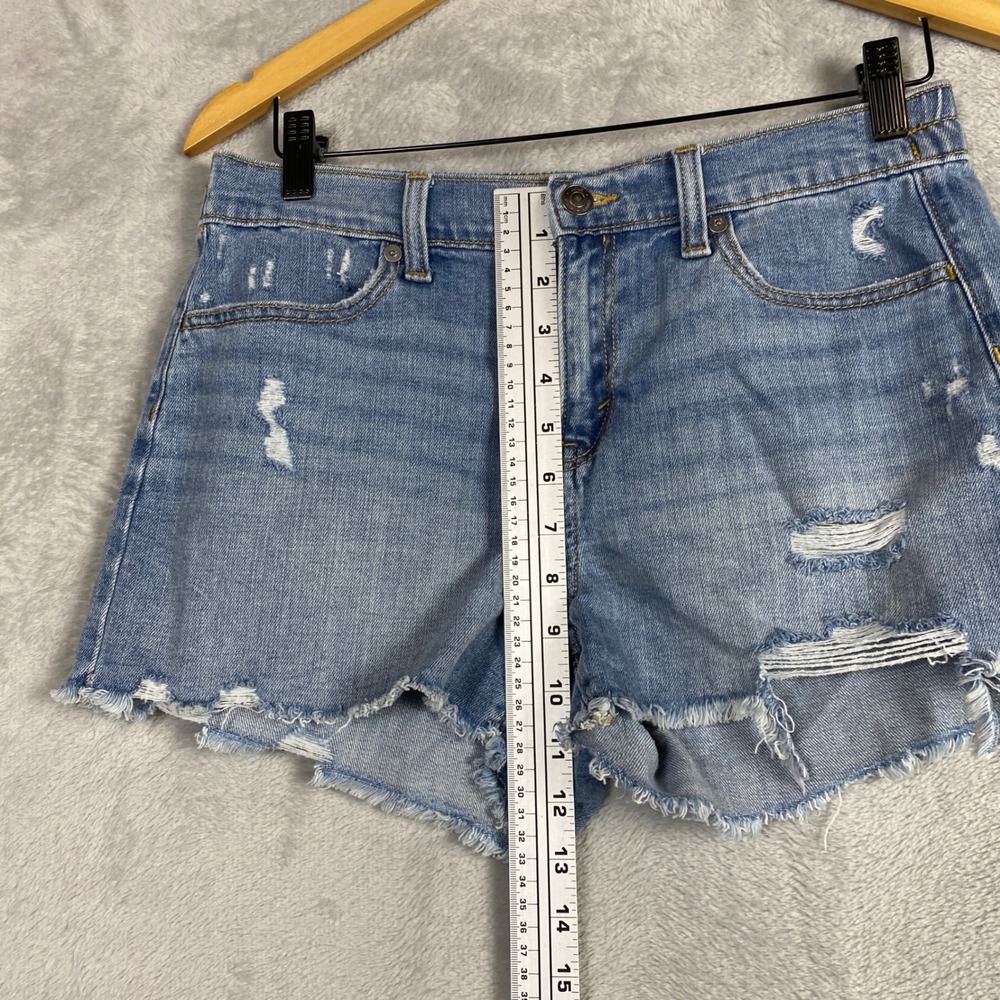 Aerie Womens Medium Wash Distressed Denim Cut Off Shorts Elastic Back Small - Picture 5 of 7